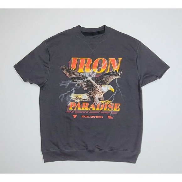 Under Armour Project Rock Iron Paradise Cutoff Sweatshirt 1367037-010 - Picture 2 of 6